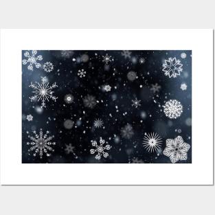 White snowflakes in winter - simple design Posters and Art